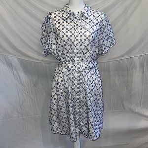 Alexis x Target Blue White Dot Embroidered Tulip Sleeve Belted Dress Size 1X